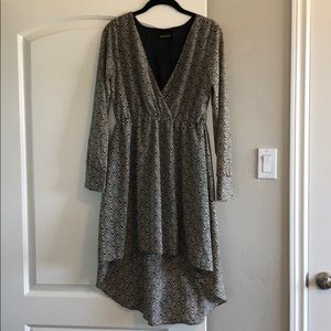 Black and cream high low dress